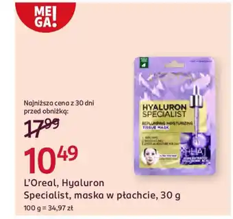 Rossmann L'Oreal, Hyaluron Specialist, maska w płachcie oferta