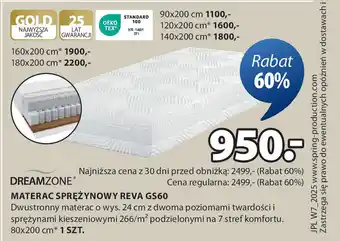 JYSK Dreamzone materac sprężynowy reva gs60 oferta