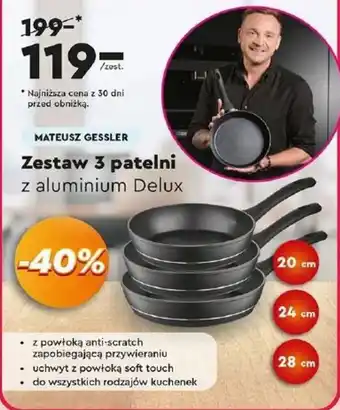 Biedronka MATEUSZ GESSLER Zestaw 3 patelni z aluminium Delux oferta