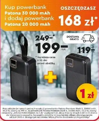 Biedronka Kup powerbank Patona 30 000 mAh i dodaj powerbank Patona 20 000 mAh oferta