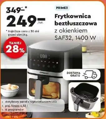 Biedronka PRIME3 Frytkownica beztłuszczowa z okienkiem SAF32, 1400 W oferta