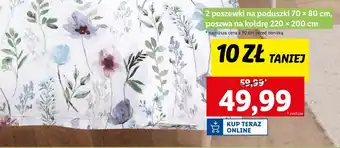 Lidl Komplet pościeli dwustronnej z bawełną renforce 220 x 200 cm + 2 70 80 Livarno Home oferta