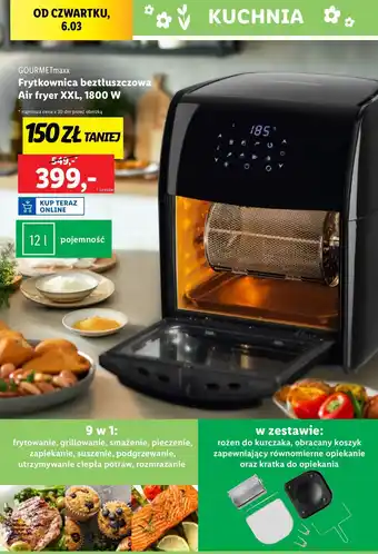 Lidl Frytkownica beztłuszczowa 1800w Gourmetmaxx oferta