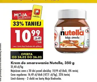 Biedronka Krem czekoladowo-orzechowy Nutella oferta