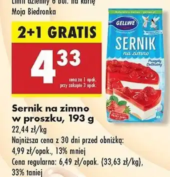 Biedronka Sernik na zimno z galaretką truskawkową Gellwe oferta