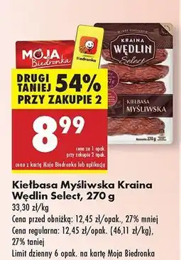 Biedronka Kiełbasa myśliwska Kraina Wędlin Select oferta