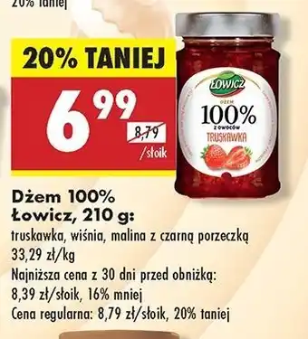 Biedronka Dżem malina z czerwoną porzeczką Łowicz 100% Z Owoców oferta