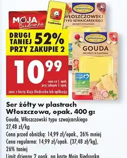 Biedronka Ser włoszczowski typu szwajcarskiego Włoszczowa oferta