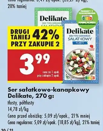 Biedronka Ser sałatkowy typu greckiego półtłusty Delikate oferta