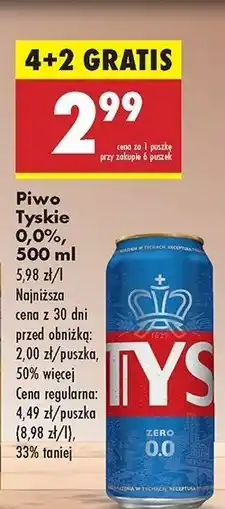 Biedronka Piwo Tyskie 0.0% oferta