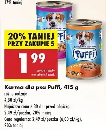 Biedronka Karma dla psa z jagnięciną Puffi oferta