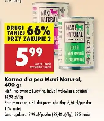 Biedronka Karma dla psa indyk i wołowina z batatami Maxi Natural oferta