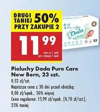 Biedronka Pieluchy 1 newborn Dada Pure Care oferta