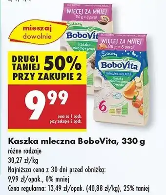 Biedronka Kaszka mleczno-ryżowa kakaowa Bobovita oferta