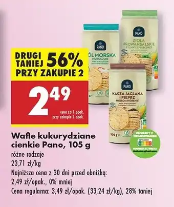 Biedronka Wafle kukurydziane z solą morską Pano oferta