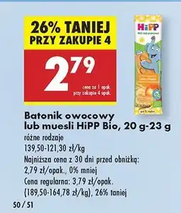 Biedronka Batonik jabłka-wanilia z maślanymi ciasteczkami Hipp oferta