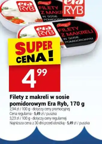 Twój Market Filety z makreli w sosie pomidorowym Era Ryb oferta