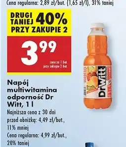 Biedronka Napój odporność multiwitamina Dr Witt Premium oferta