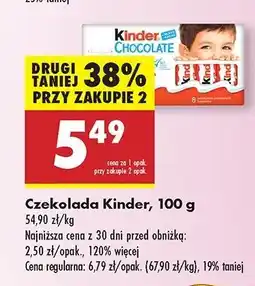 Biedronka Batoniki z mlecznej czekolady nadzieniem mlecznym Kinder Chocolate oferta