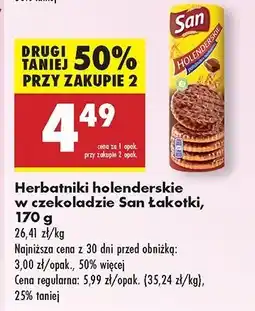 Biedronka Ciastka holenderskie w czekoladzie San Łakotki oferta