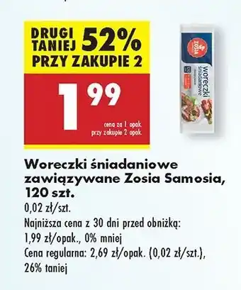 Biedronka Woreczki śniadaniowe wiązane Zosia Samosia oferta