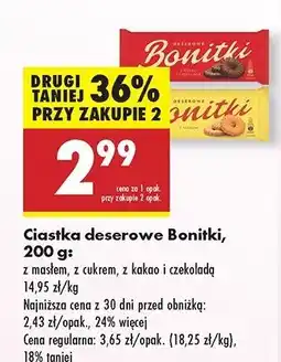 Biedronka Ciastka z kakao i czekoladą Bonitki oferta