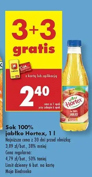 Biedronka Sok jabłkowy 100% Hortex oferta