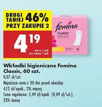 Biedronka Wkładki higieniczne normal Femina Classic oferta