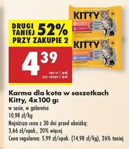 Biedronka Karma dla kota łosoś/pstrąg + kurczak wątróbka w galarecie Kitty oferta