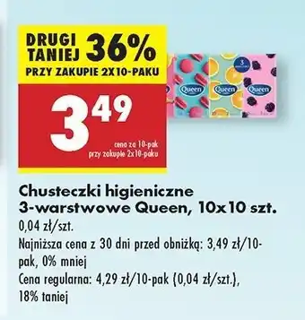 Biedronka Chusteczki higieniczne 3-warstwowe Queen oferta