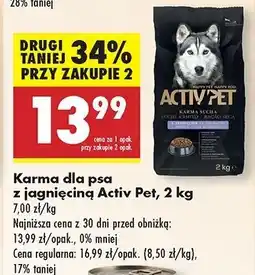 Biedronka Karma dla psa z jagnięciną sensitive Activ Pet oferta