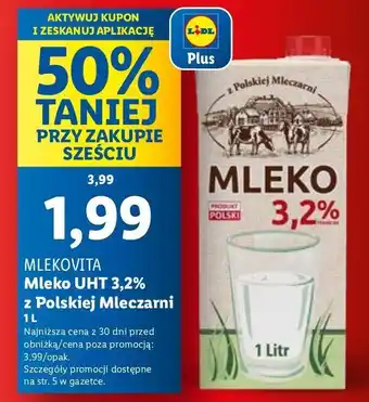 Lidl Mleko 3.2 % Mlekovita Z Polskiej Mleczarni oferta