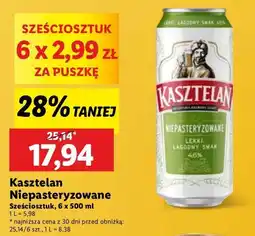 Lidl Piwo Kasztelan Niepasteryzowane oferta