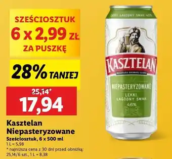 Lidl Piwo Kasztelan Niepasteryzowane oferta