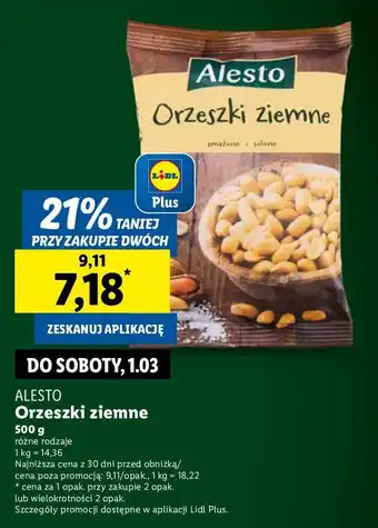 Lidl Orzeszki ziemne prażone solone Alesto oferta