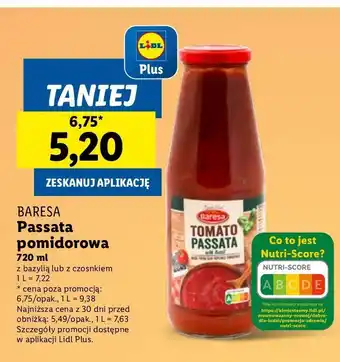 Lidl Passata pomidorowa z czosnkiem Baresa oferta