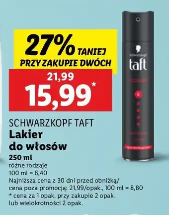 Lidl Lakier do włosów Taft Power oferta