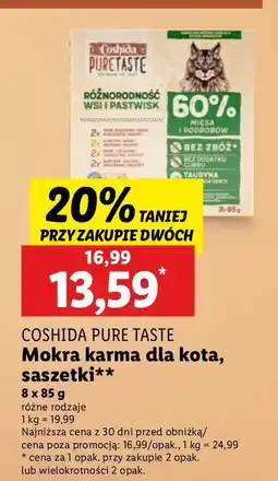 Lidl Karma dla kota różnorodność wsi i pastwisk Coshida Pure Taste oferta