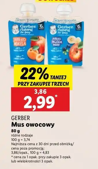 Lidl Deserek jabłko morela Gerber natural for baby oferta