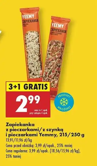 Biedronka Zapiekanka z szynką i pieczarkami Yeemy oferta