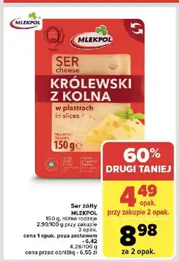 Carrefour Ser królewski z kolna - plastry Mlekpol oferta