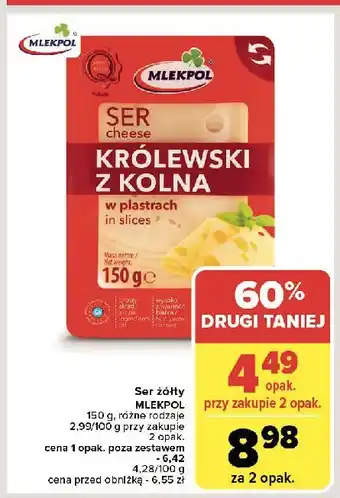 Carrefour Ser królewski z kolna - plastry Mlekpol oferta