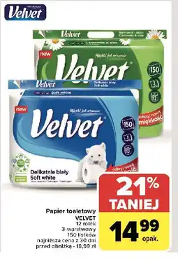 Carrefour Papier toaletowy delikatnie biały Velvet oferta