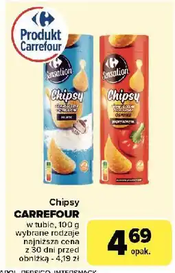 Carrefour Chipsy o smaku paprykowym w tubie Carrefour Sensation oferta