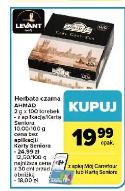 Carrefour Herbata ekspresowa z zawieszką Ahmad Tea London Earl Grey oferta