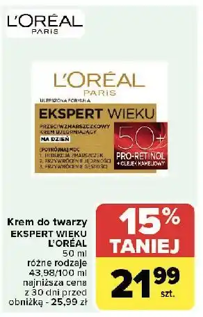 Carrefour Krem na dzień L'oreal Ekspert Wieku 50+ oferta