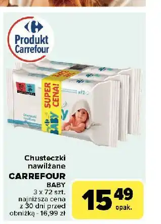 Carrefour Chusteczki nawilżane z lanliną i alantoniną Carrefour Baby oferta