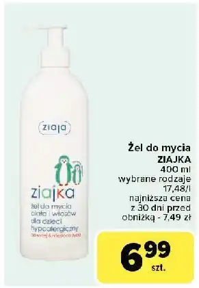 Carrefour Żel do mycia ciała i włosów dla dzieci hypoalergiczny Ziaja Ziajka oferta