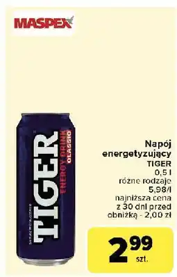 Carrefour Napój original Tiger Energy Drink oferta