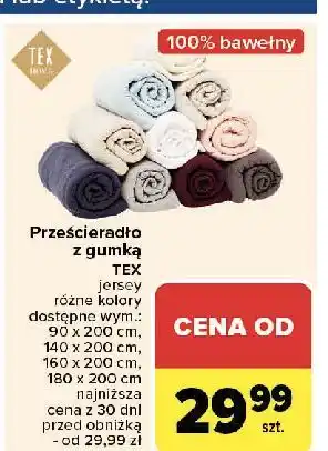 Carrefour Przescieradło jersey z gumką 180 x 200 cm Tex Home oferta